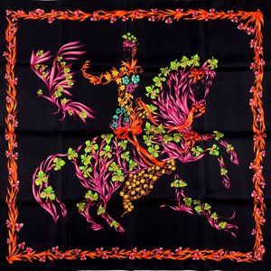 Hermes Cheval Fleuri silk scarf 90